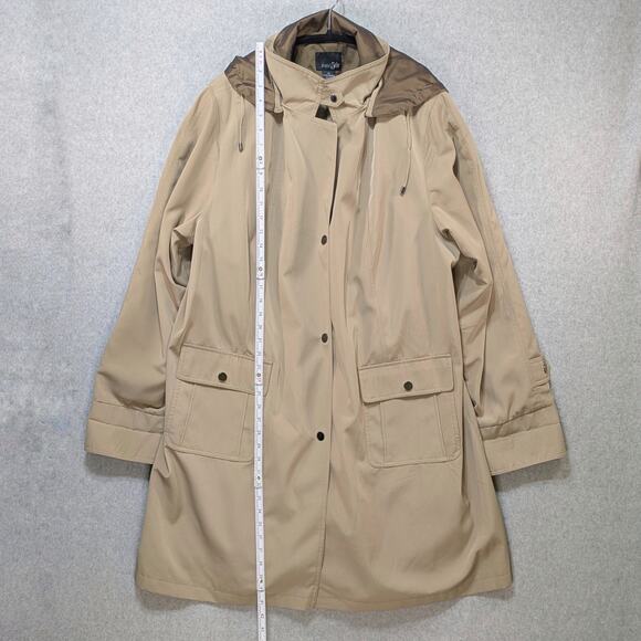 East 5th Women’s Trench Coat 2X Beige Hooded Lined Jacket Rain Windbreaker - Picture 9 of 16